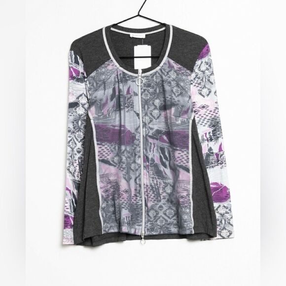 BONITA XL Floral Unisex Mixed Media Burnout Jacket Zip Up - Picture 1 of 11
